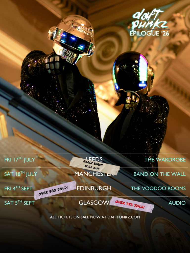 tour image of daft punkz the only full live band tribute to daft punk with four dates in leeds manchester glasgow and edinburgh